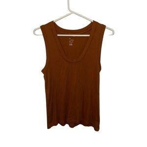 a new day Brown Ribbed Sleeveless Tank Top